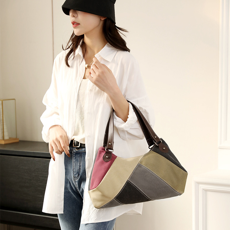 Washed small bag contrast color shoulder
